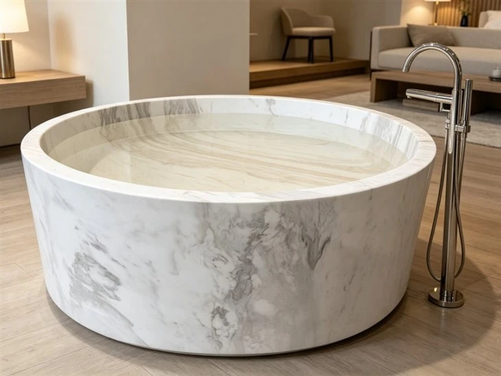 White Marble Freestanding Bathtub factory